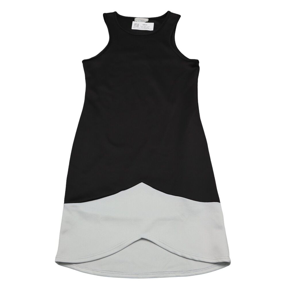 Noble U Dress Womens M Black White Sheath Sleeveless Round Neck Stretch Pullover